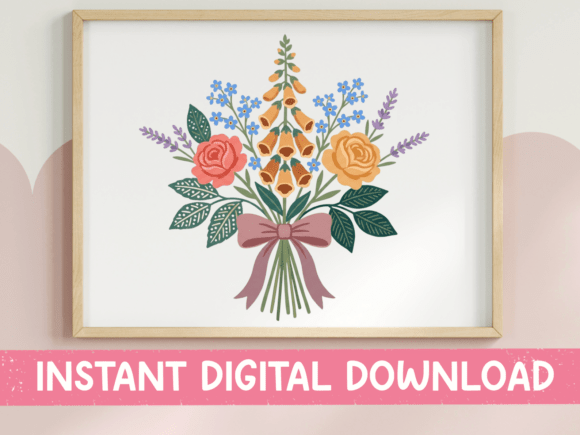 A Joyful T-Shirt Design: The Wildflower Bouquet with Pink Bow