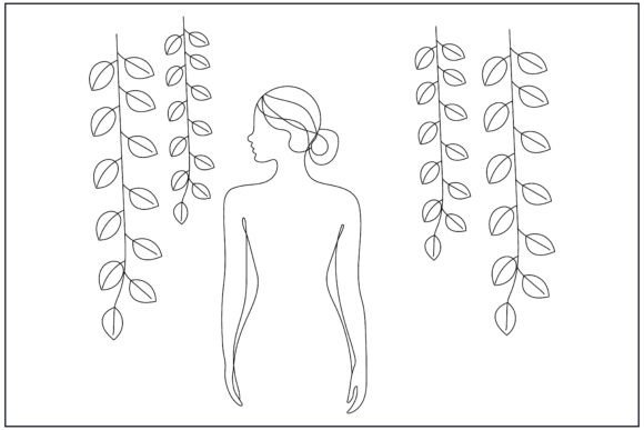 Back View Hanging Vines Woman Line Art: A Graphics Review