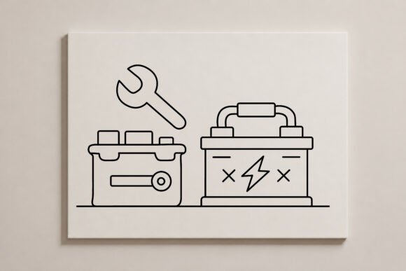 Car Battery Line Art: A Versatile Graphics Illustration