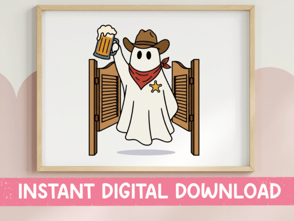 Cowboy Ghost Beer Saloon Halloween: A Perfect T-Shirt Design for Local Brands
