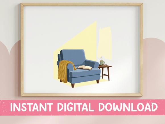 Cozy Reading Chair Book Nook Print for T-Shirt Designs