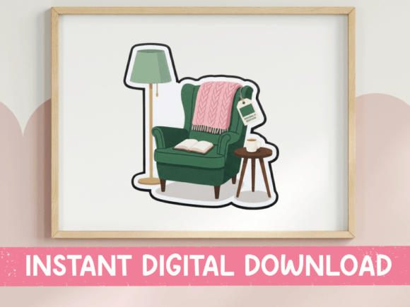 Cozy Reading Corner Sticker: Perfect for T-Shirt Designs and Graphics