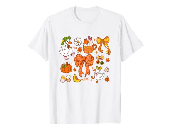 Cute Autumn Goose Bow Graphics for T-Shirt Designs