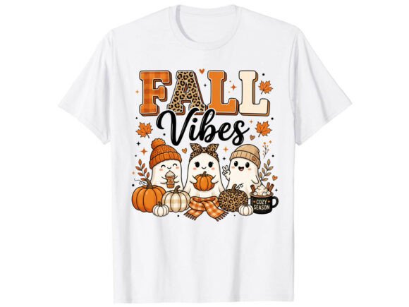 Cute Ghost Fall Vibes Graphics for T-Shirt Designs