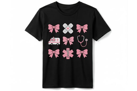 Cute Pink Bow Medical Nurse T-shirt Graphics for T-Shirt Designs