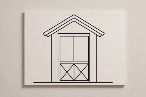 Farmhouse Barn Door Line Art: A Versatile Graphics & Illustrations Asset