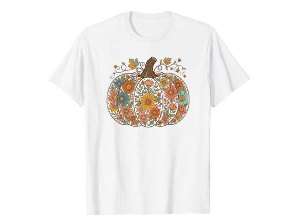Floral Pumpkin Graphics for Elegant T-Shirt Designs & Branding