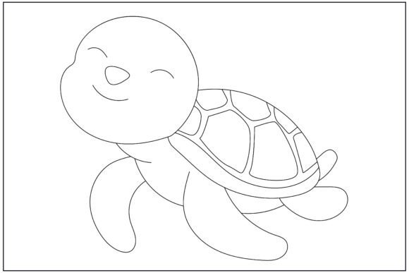 Laughing Cheeky Turtle Line Art: A Playful Graphics Choice
