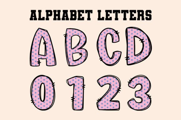 Light Pink Polka Dots Doodle Letters: A Charming Graphics Asset