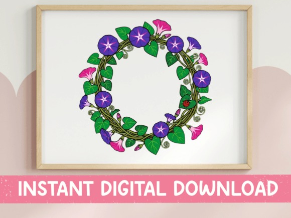 Morning Glory Wreath Graphics for T-Shirt Designs & More