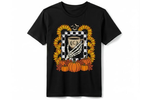 Spooky Skeleton Coffee T-Shirt: A Unique Graphic for Brands