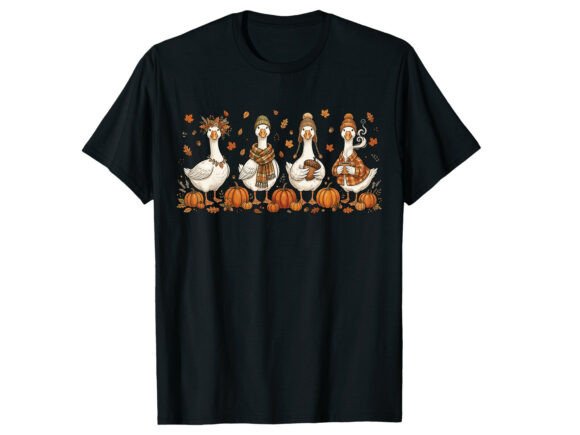 Testing the Cozy Autumn Geese T-Shirt Design for Commercial Use